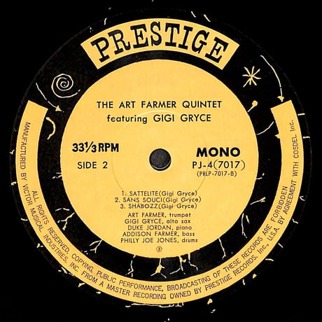 アート・ファーマー・クインテット / Art Farmer Quintet Featuring Gigi Gryce [※国内盤,品番:PJ-7017-4］(LPレコード)