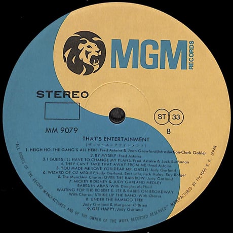ザッツ・エンタテインメント オリジナル・サウンド・トラック [※国内盤,品番:MM 9079/80,2枚組］(LPレコード)
