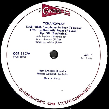 ピョートル・チャイコフスキー / ''Manfred Symphony'' In 4 Tableaux, Op. 58 [※輸入盤,生産国:US,品番:QCE 31079］(LPレコード)