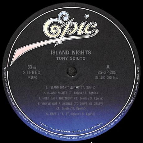 トニー･シュート / アイランド･ナイト [※国内盤,品番:25・3P-205］(LPレコード)