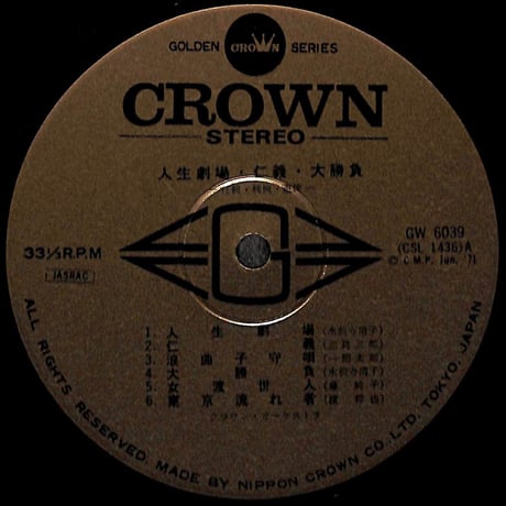 人生劇場・仁義・大勝負 任侠・残侠・遊侠 [※国内盤,品番:GW-6039］(LPレコード)
