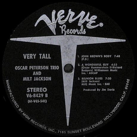 オスカー・ピーターソン・トリオ,ミルト・ジャクソン / Very Tall [※輸入盤,生産国:US,品番:V6-8429］(LPレコード)
