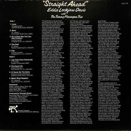 Eddie Lockjaw Davis / Straight Ahead (1976 GERオリジナル) （LPレコード）