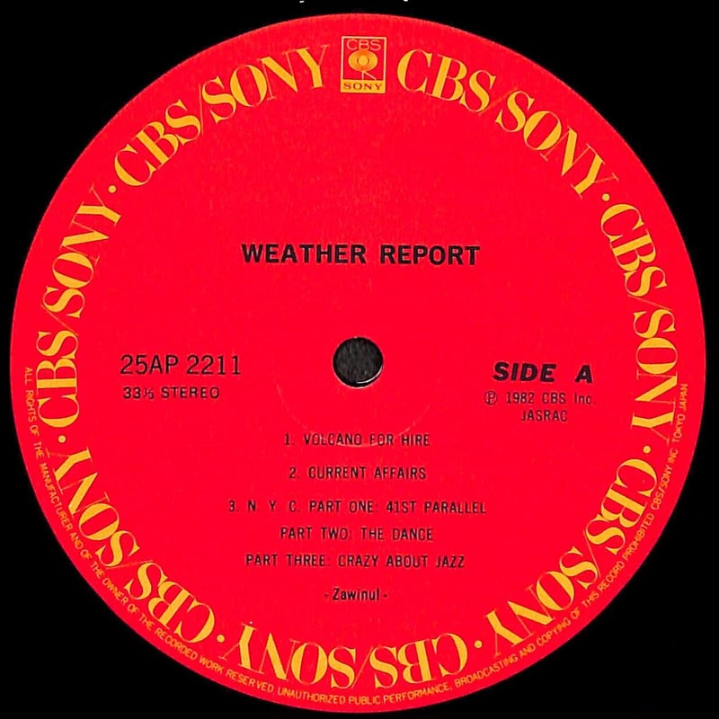 WEATHER REPORT パンフレット　サインあり WEATHER REPORT / 8:30 | sixteen records (シックスティーン