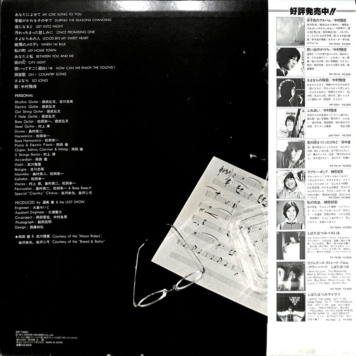 中村雅俊 / さよならの吸殻 [※国内盤,品番:PP-7001］(LPレコード