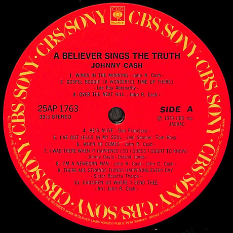 ジョニー・キャッシュ / A Believer Sings The Truth [※国内盤,品番:25AP 1763］(LPレコード)