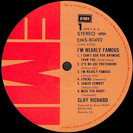 クリフ・リチャード / I'm Nearly Famous [※国内盤,品番:EMS-80492］(LPレコード)