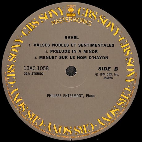 フィリップ・アントルモン / Ravel The Complete Works for Piano Vol.3 [※国内盤,品番:13AC 1058］(LPレコード)