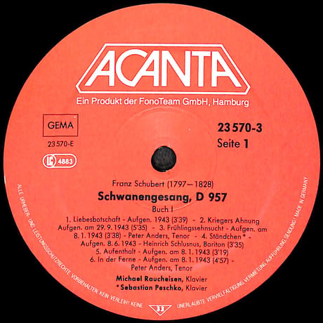 ペーター・アンダース / Schubert:Lider In Dokument Arischen Aufnahmen [※輸入盤,生産国:Germany,品番:23 570,3枚組］(LPレコード)