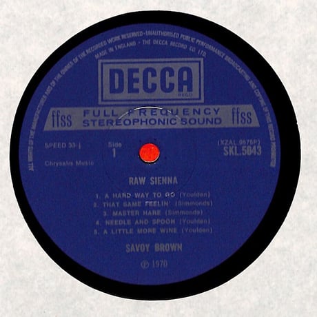 Savoy Brown / Raw Sienna (UKオリジナル 両面1W)（LPレコード）