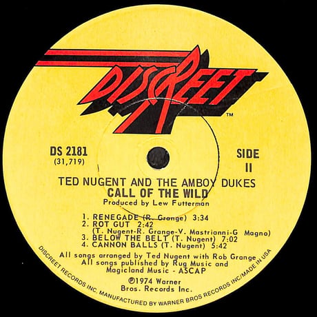 テッド・ニュージェント&アンボイ・デュークス / Call Of The Wild［※輸入盤,生産国:US,品番:DS-2181］(LPレコード)
