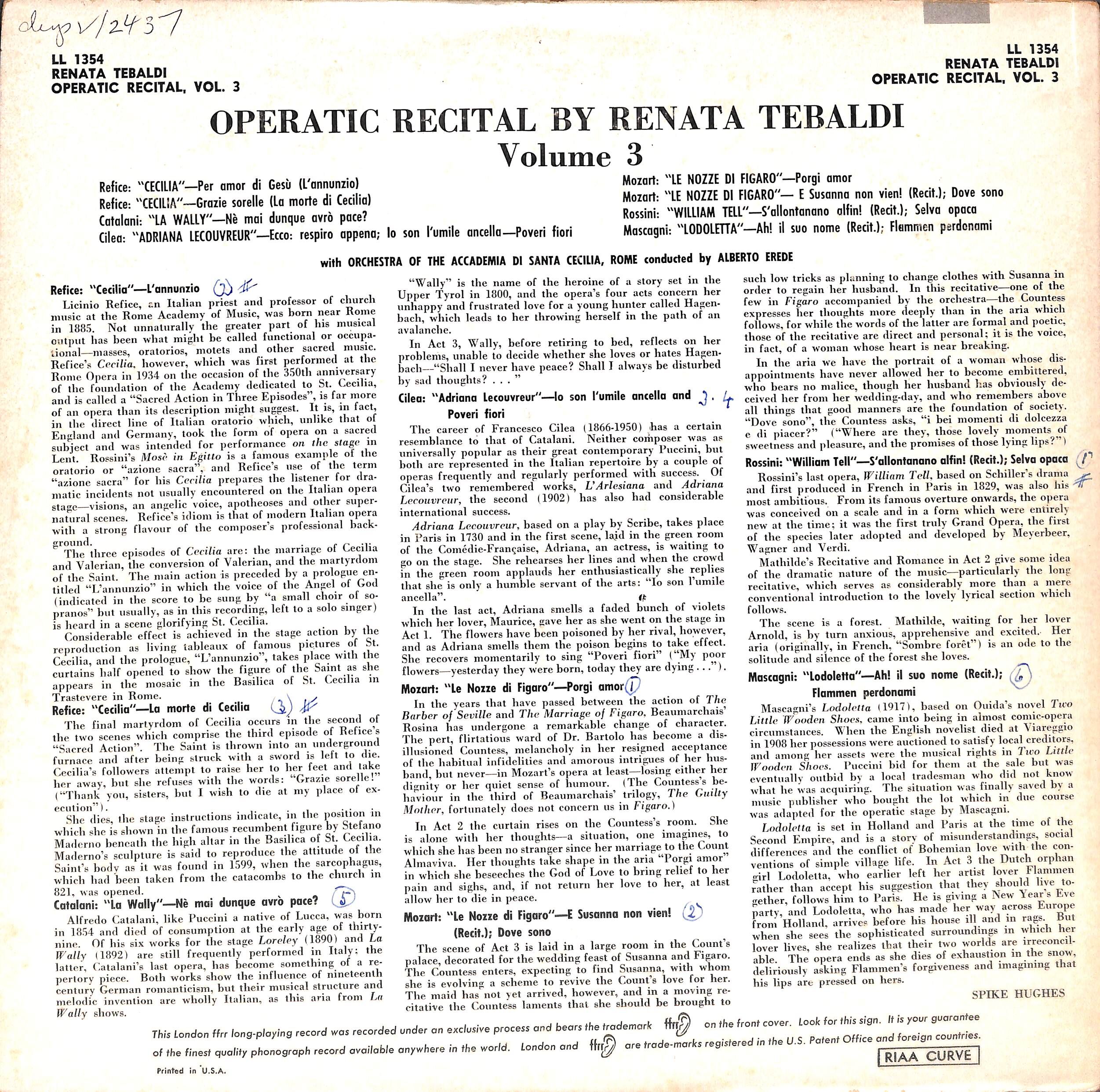 レナータ・テバルディ / Operatic Recital by Renata Tebaldi