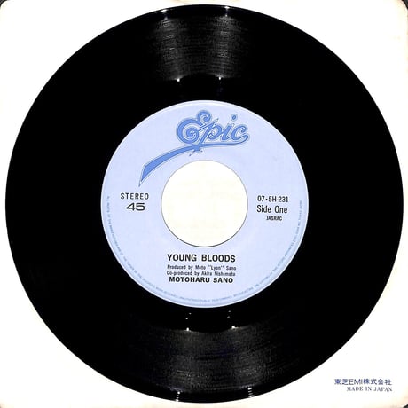 佐野元春 with The Heartland / Young Bloods［※日本盤 品番:07・5H-231］(7inchシングル)