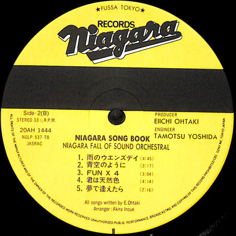 Niagara Fall Of Sound Orchestral / Niagara Song Book [※国内盤,品番:20AH1444］(LPレコード)