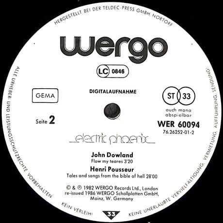 エレクトリック・フェニックス / Electric Phoenix [※輸入盤,生産国:Germany,品番:WER 60094］(LPレコード)