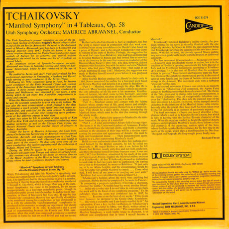 ピョートル・チャイコフスキー / ''Manfred Symphony'' In 4 Tableaux, Op. 58 [※輸入盤,生産国:US,品番:QCE 31079］(LPレコード)