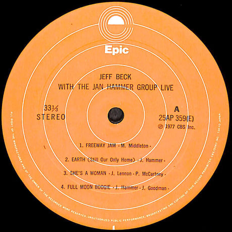ジェフ・ベック / ライヴ・ワイアー [※国内盤,品番:25AP 359］ (LPレコード)
