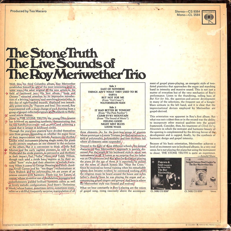 ロイ・メリウェザー・トリオ / The Stone Truth [※輸入盤,生産国:US
