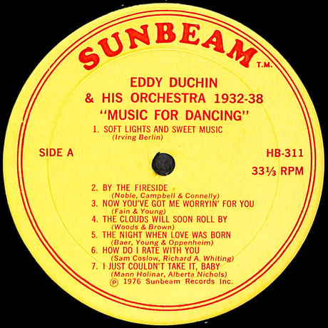 Eddy Duchin & His Orchestra / Music For Dancing 1932-38 [※輸入盤,生産国:US,品番:HB-311］(LPレコード)