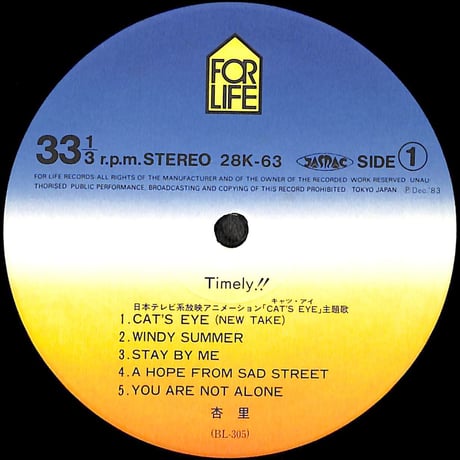 杏里 / Timely!! [※国内盤,品番:28K-63］(LPレコード)