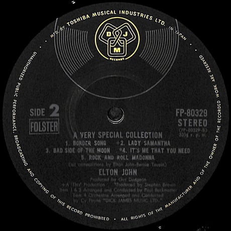 エルトン・ジョン / スペシャル・コレクション [※国内盤,品番:FP-80329］(LPレコード)