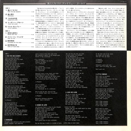 アンドリュー・ゴールド / 風にくちづけ [※国内盤,品番:P-10817Y］(LPレコード)