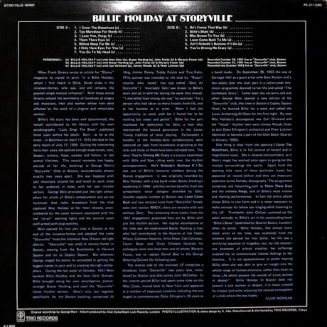 ビリー・ホリデイ / Billie Holiday At Storyville［※国内盤,品番:PA-3113(M)］(LPレコード)