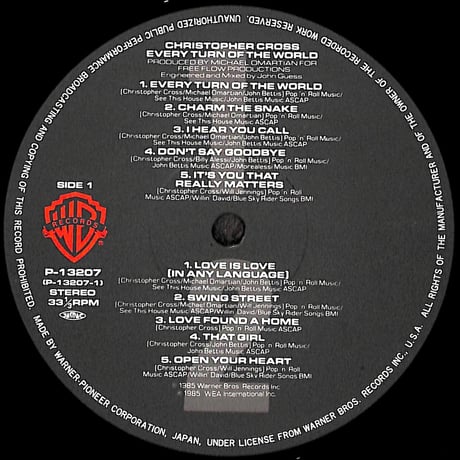 クリストファー・クロス / ターン・オブ・ザ・ワールド [※国内盤,品番:P-13207］(LPレコード)