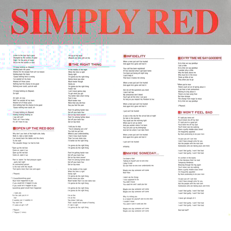 シンプリー・レッド [発売年:1989年][※品番:35P6-9007](Laser Disc