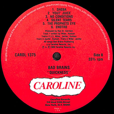 バッド・ブレインズ / Quickness [※輸入盤,生産国:US,品番:CAROL 1375］(LPレコード)