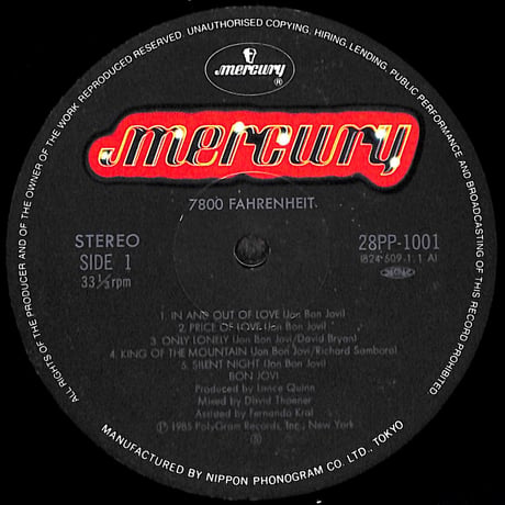 ボン・ジョヴィ / 7800ファーレンハイト [※国内盤,品番:28PP-1001］(LPレコード)