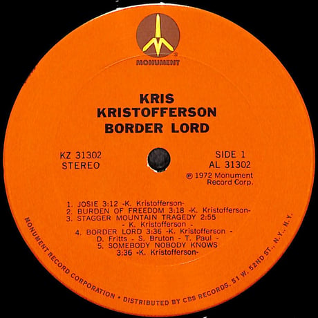 クリス・クリストファーソン / Border Lord [※輸入盤,生産国:US,品番:KZ 31302］(LPレコード)