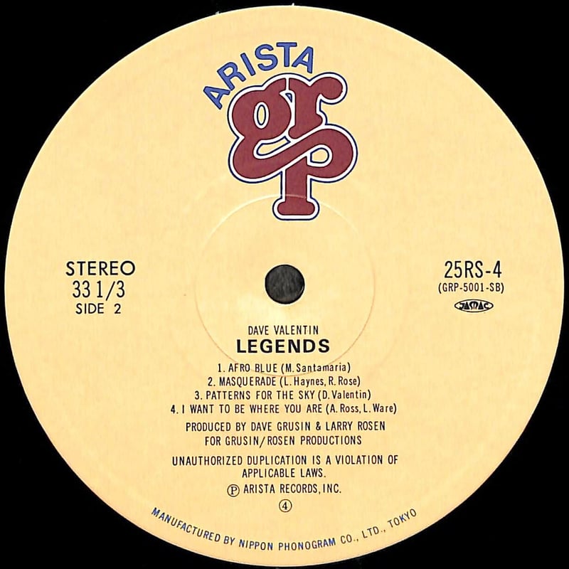 デイヴ・バレンティン / 伝説 [※国内盤,品番:25RS-4］(LPレコード