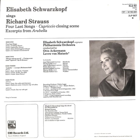 シュヴァルツコップ / Sings Richard Strauss [※輸入盤,生産国:UK,品番:RLS 751,2枚組］(LPレコード)