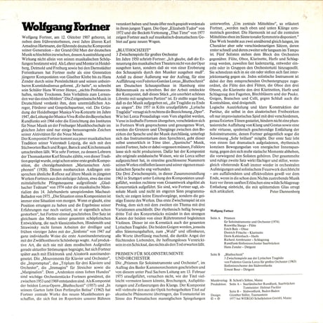 ヴォルフガング・フォルトナー / Prismen / Bluthochzeit (Zwischenspiele) [※輸入盤,生産国:Germany,品番:WER 60 077］(LPレコード)