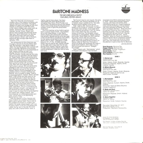 ニック・ブリグノラ,ペッパー・アダムス / バリトン・マッドネス [※国内盤,品番:GP 3183］(LPレコード)
