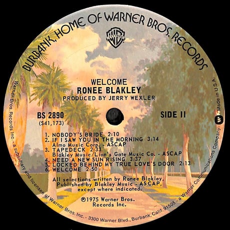 ロニー・ブレイクリー / Welcome［※輸入盤,生産国:US.品番:BS 2890］(LPレコード)