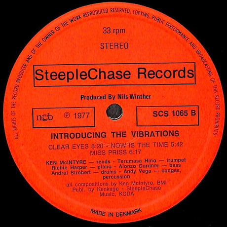 Ken McIntyre Sextet Featuring Terumasa Hino / Introducing The Vibrations [※Denmark盤,品番:SCS 1065］(LP)