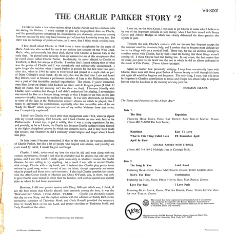 チャーリー・パーカー / The Charlie Parker Story #2 [※輸入盤,生産国:US,品番:V6-8001］(LPレコード)