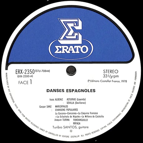 トゥリビオ・サントス / スペイン舞曲集 II [※国内盤,品番:ERX 2350］(LPレコード)