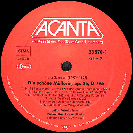 ペーター・アンダース / Schubert:Lider In Dokument Arischen Aufnahmen [※輸入盤,生産国:Germany,品番:23 570,3枚組］(LPレコード)
