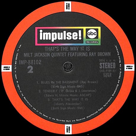 ミルト・ジャクソン五重奏団 / ザッツ・ザ・ウェイ・イット・イズ [※国内盤,品番:IMP-88102］(LPレコード)