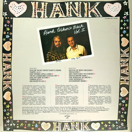 ハンク・ウィルソン / HANK WILSON'S BACK VOL.1 [レオン・ラッセルがハンク・ウィルソンとして歌ったアルバム]［※国内盤,品番:BT-5358］ (LPレコード)