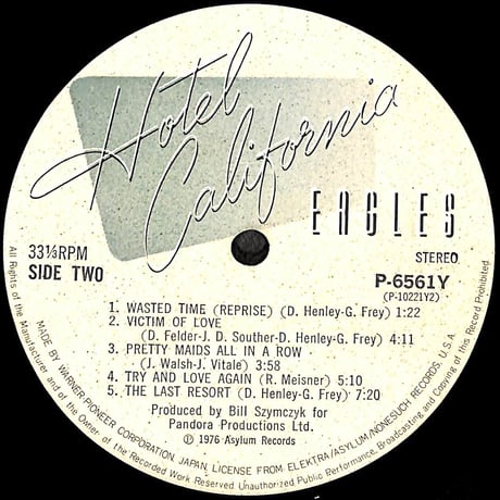 イーグルス / ホテル・カリフォルニア [※国内盤,品番:P-6561Y］(LPレコード)