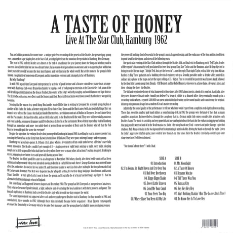 ザ・ビートルズ / A Taste Of Honey (Live At The Star Club, Hamburg 1962) [※EU盤,品番:WLV82006］[未開封品](LPレコード)