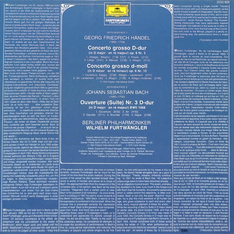 フルトヴェングラー / Händel:Concerti Grossi, Op. 6 Nr. 5 & 10 他 [※輸入盤,生産国:Germany,品番:2535 806］(LPレコード)
