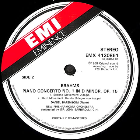 ダニエル・バレンボイム / Brahms:Piano Concerto No 1 In D Minor,Op.15 [※輸入盤,生産国:UK,品番:EMX 41 2085 1］(LPレコード)