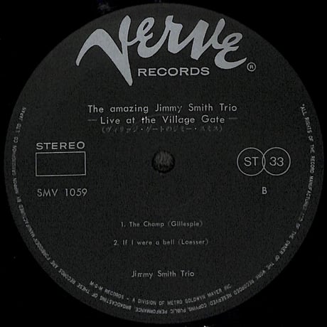ジミー・スミス・トリオ / ヴィリッジ・ゲートのジミー・スミス [※国内盤,品番:SMV-1059］(LPレコード)