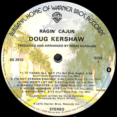 ダグ・カーショウ / Ragin' Cajun [※輸入盤,生産国:US,品番:BS 2910］(LPレコード)