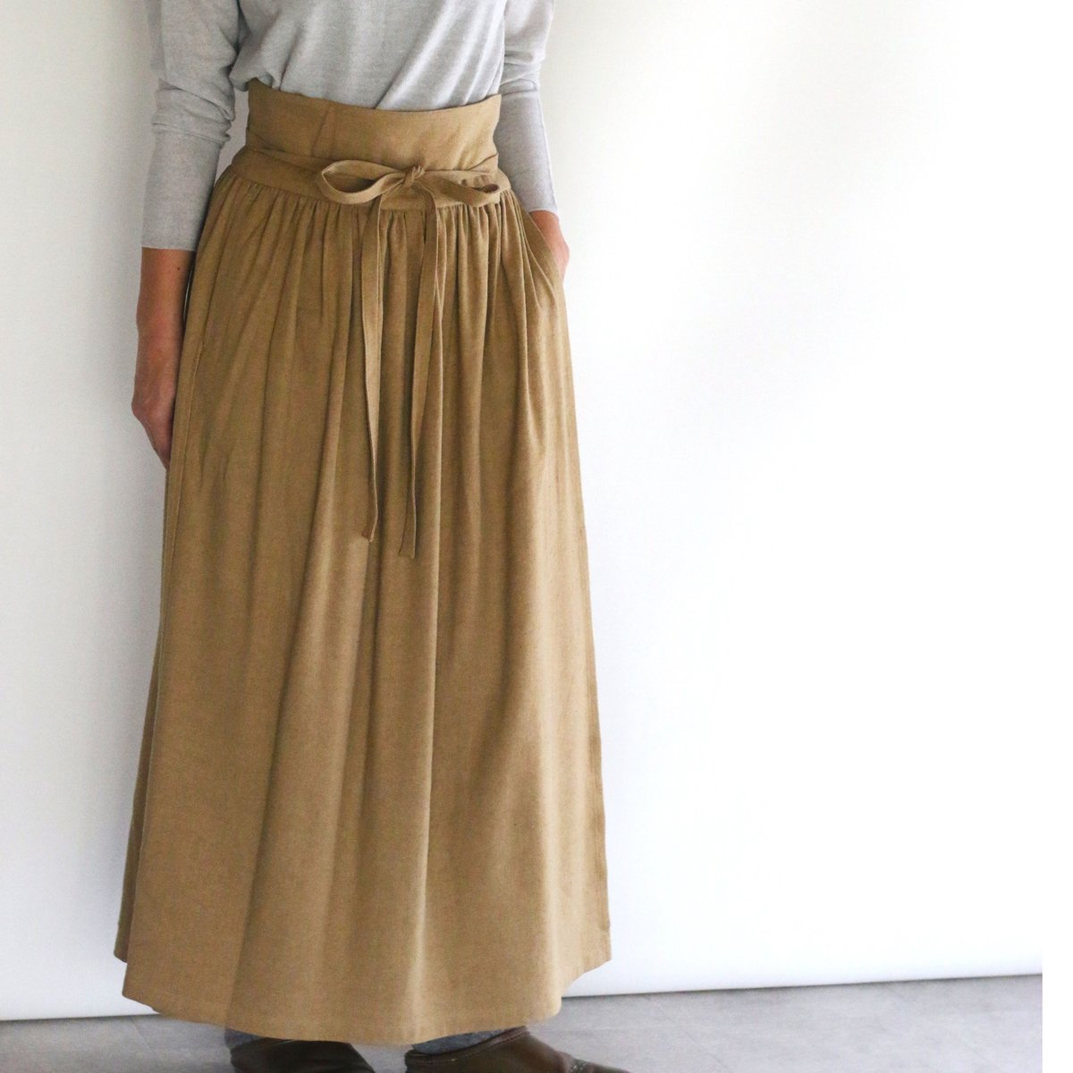SK-04 綾織絹麻巻きスカート 黄土／ MITTAN | furacoco